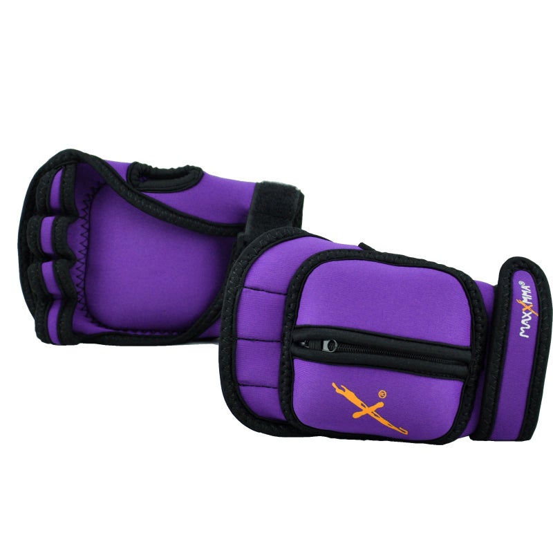 MaxxMMA Adjustable Weighted Gloves, 2 lb. Set - Removable Weight (2 x 0.5 lb. Each Glove) for Sculpting MMA Kickboxing Cardio Aerobics Hand Speed Coordination Shoulder Strength (Purple) - Image 1